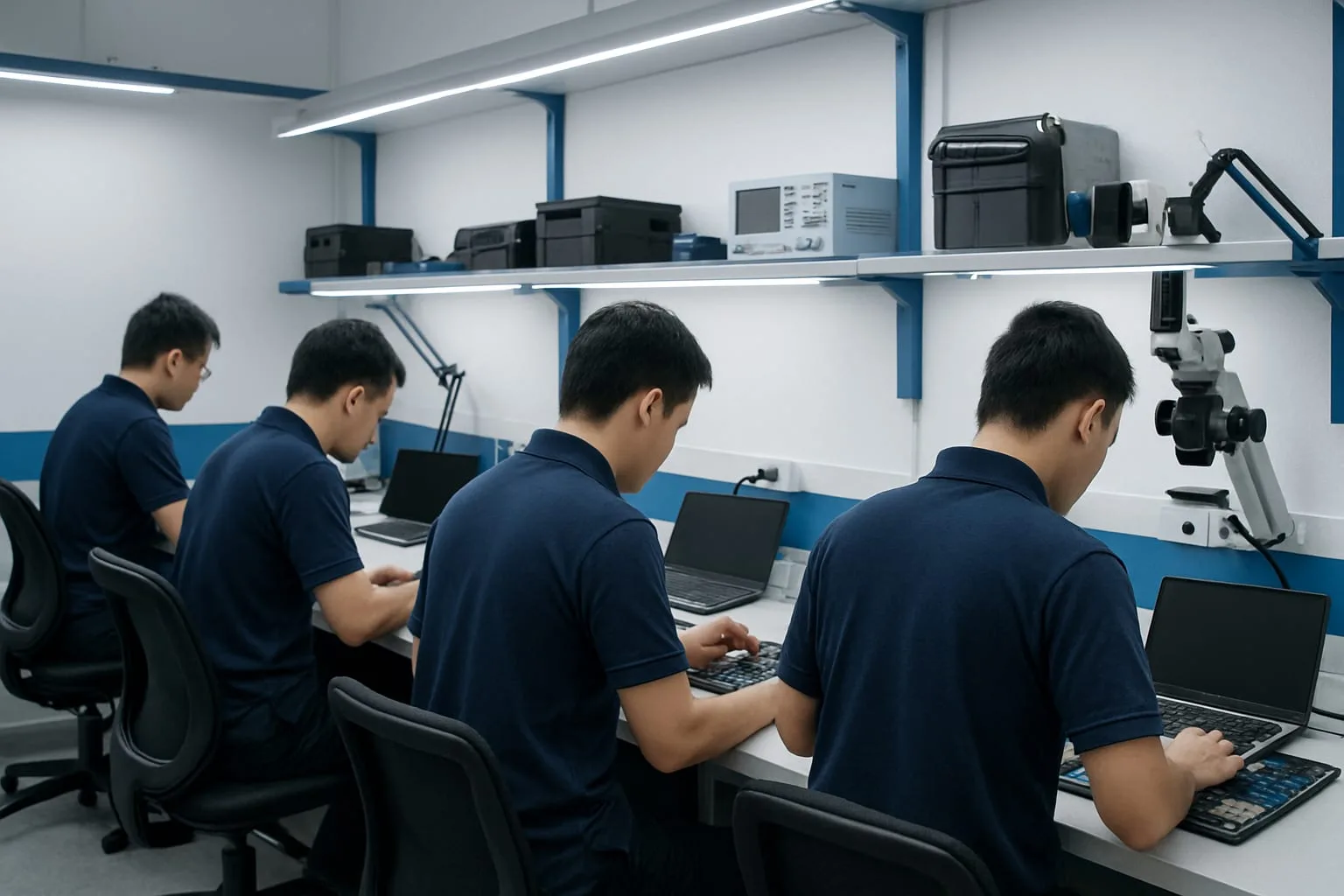Đội ngũ kỹ thuật viên Laptop Bảo Việt tại bàn sửa chữa