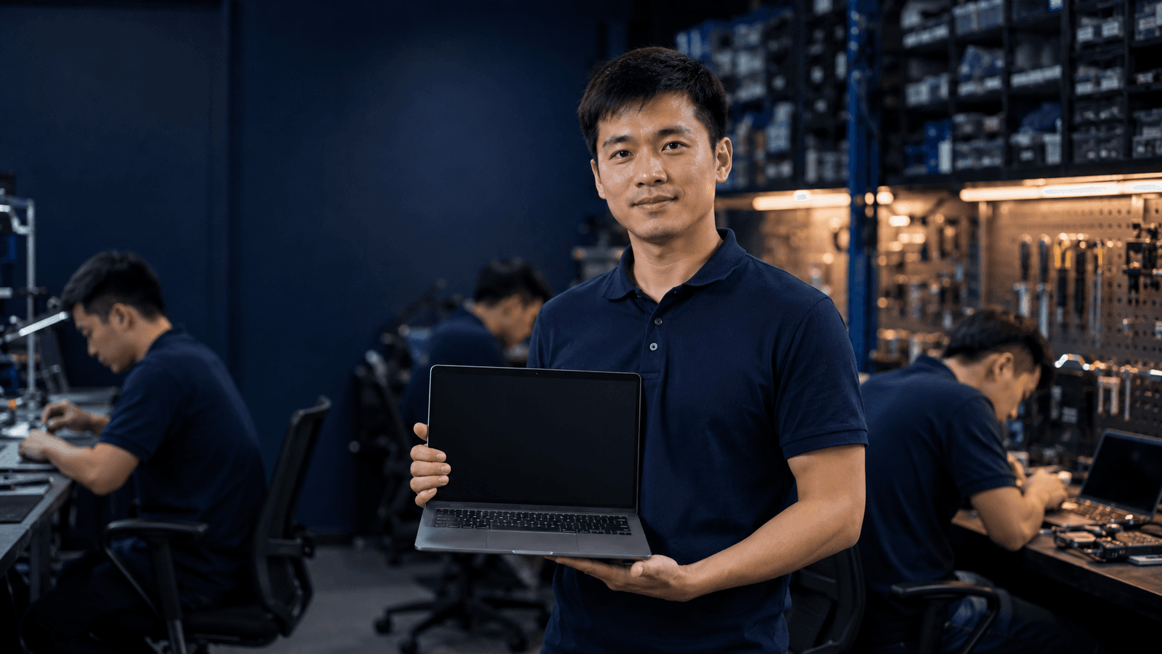 Kỹ thuật viên đang sửa laptop tại Bệnh Viện Laptop Bảo Việt