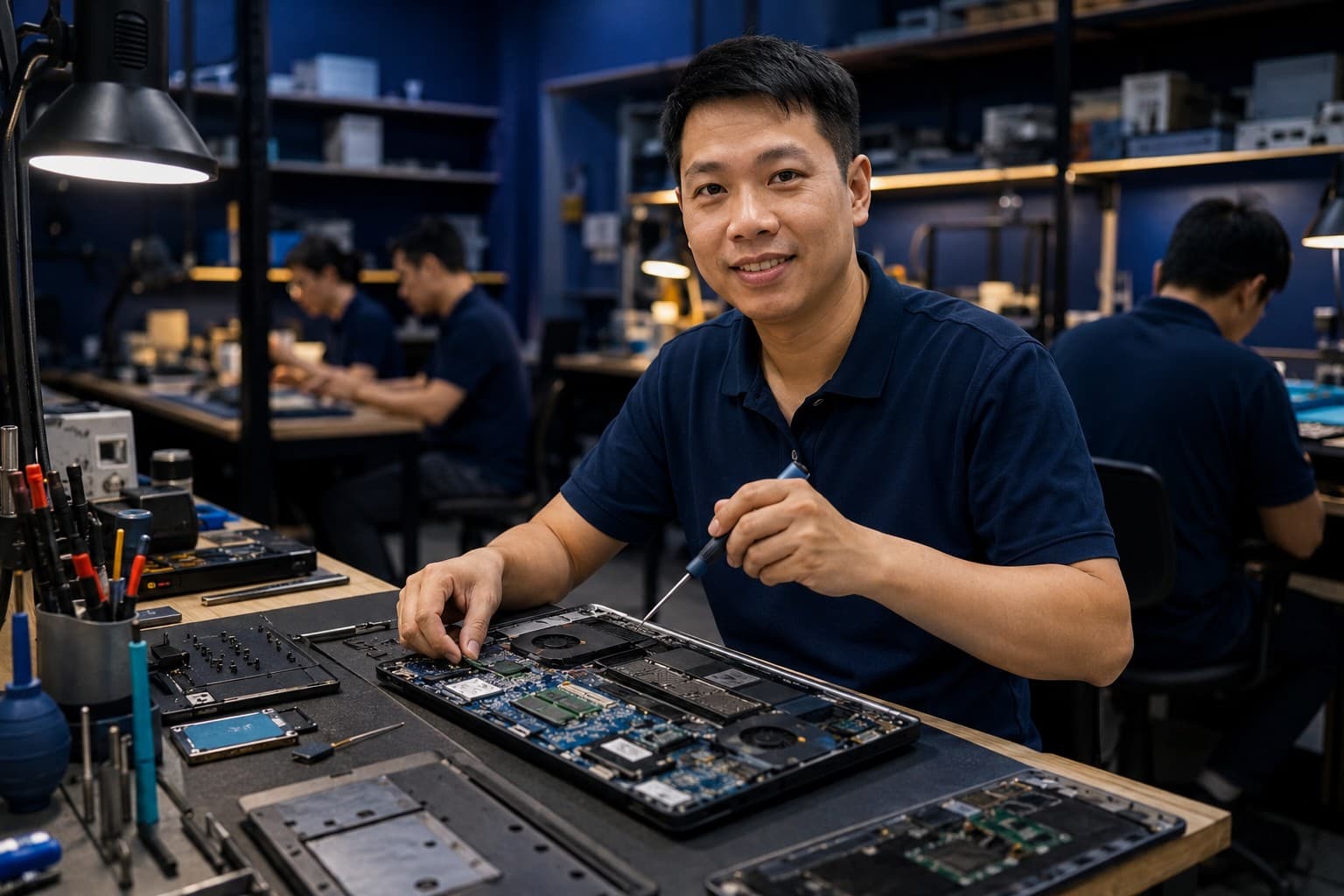 Bàn kỹ thuật tại trung tâm Bệnh Viện Laptop Bảo Việt